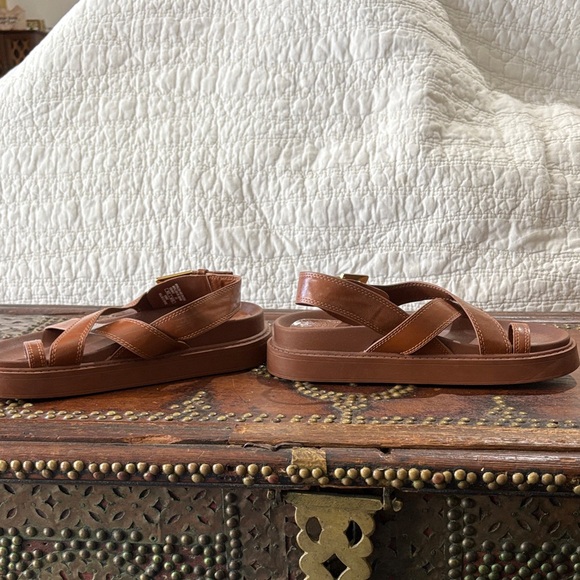 Zara Brown Leather Sandals - Picture 6 of 7